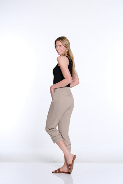 Denim Crop Pant with Detailed Hem - Stone