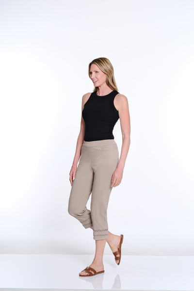 Denim Crop Pant with Detailed Hem - Stone