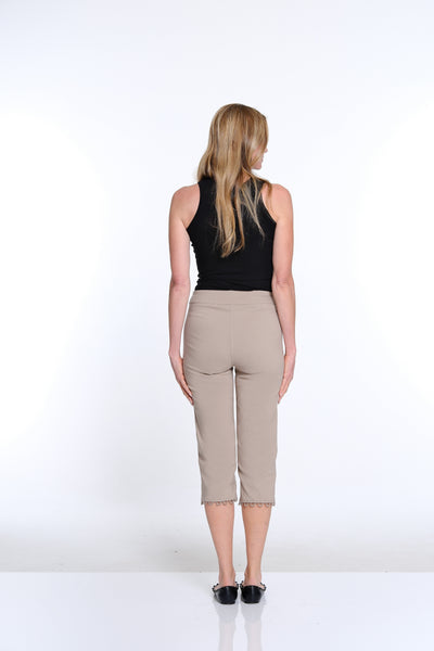 Capri Pant with Scallop Lace Hem - Stone