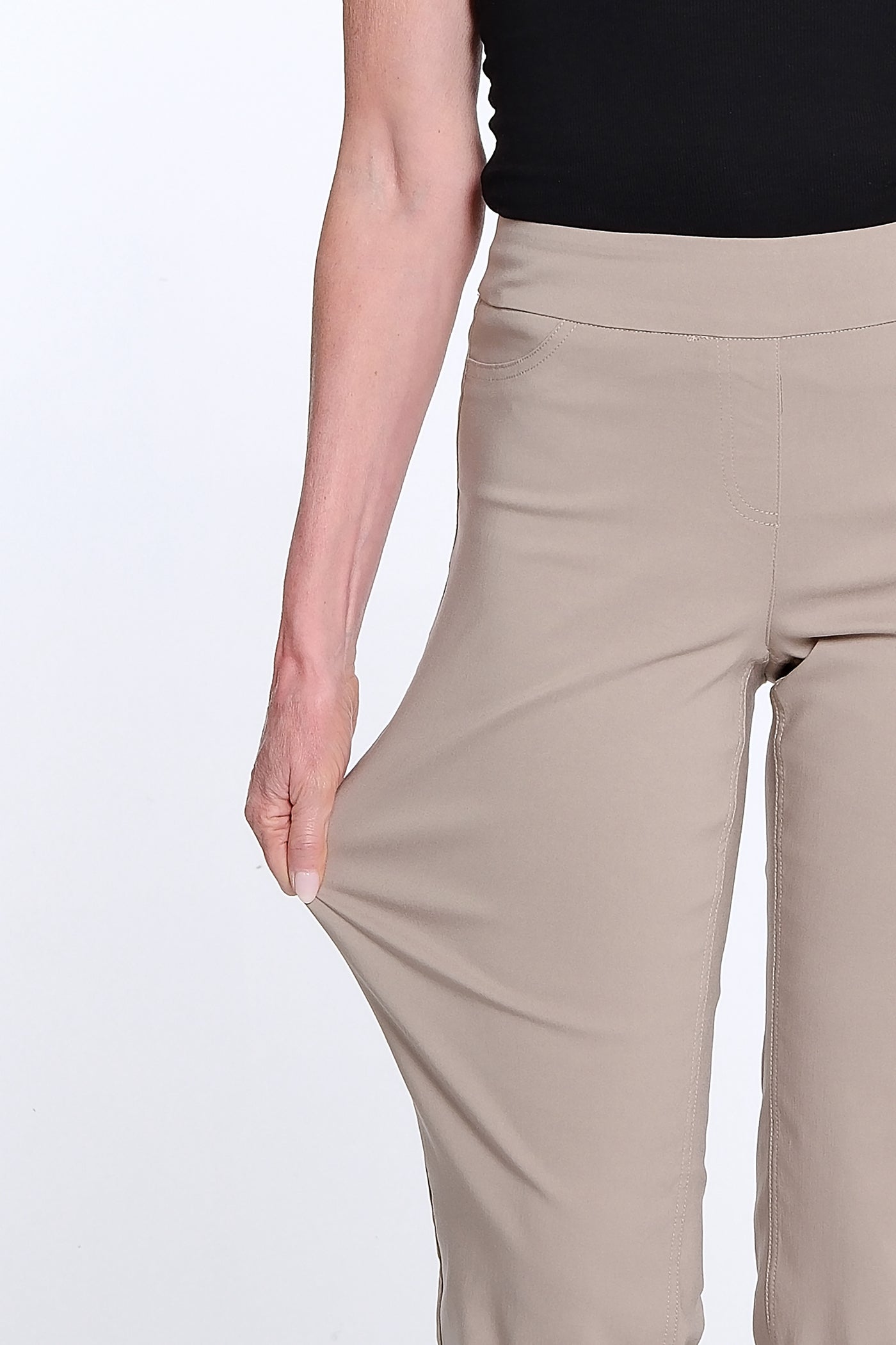 Capri Pant with Scallop Lace Hem - Stone