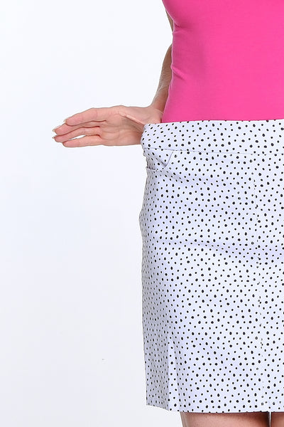 Pull-On Print Skort - Black Dot Print