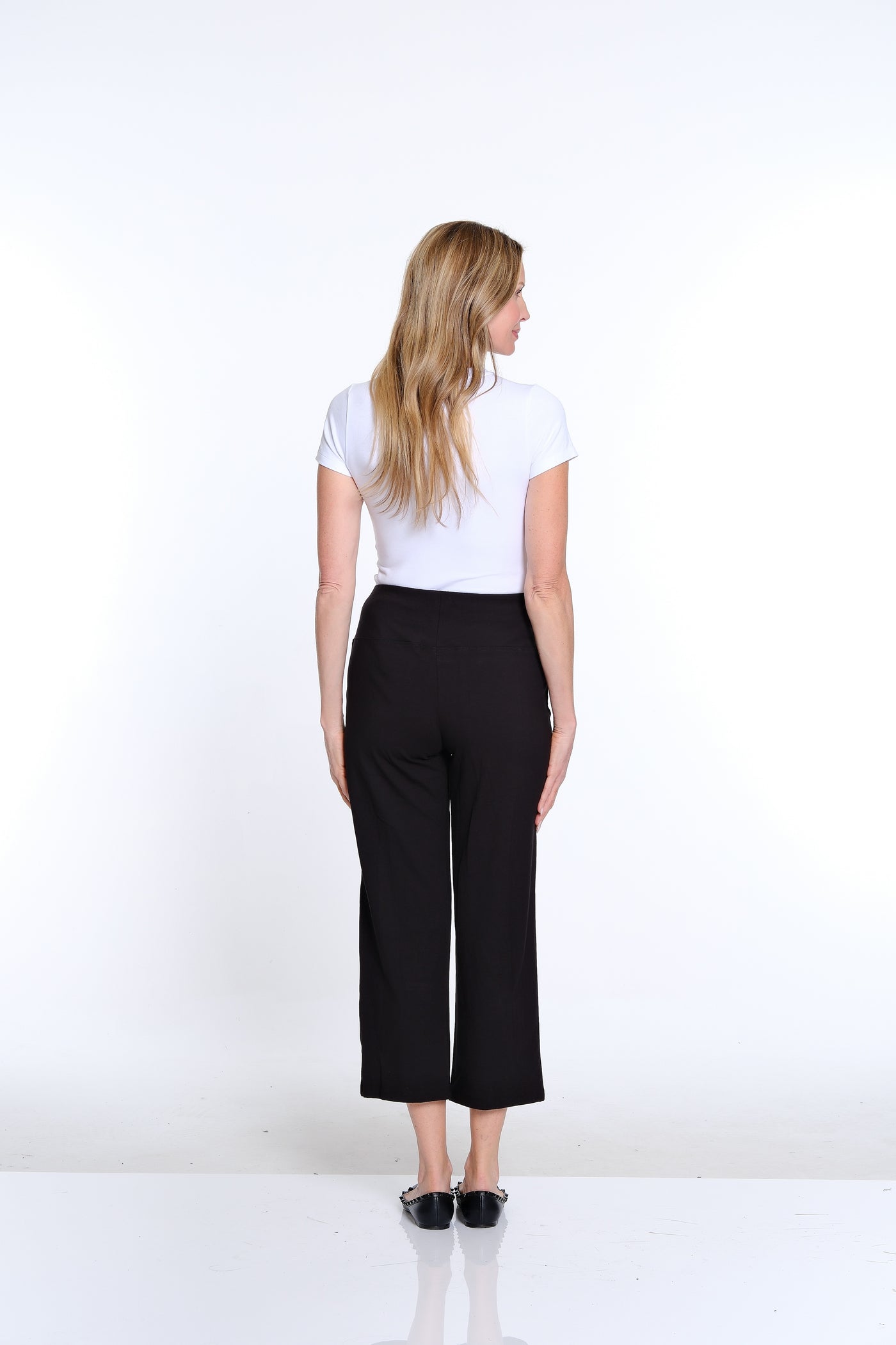 Wide Leg Knit Crop Pant - Black