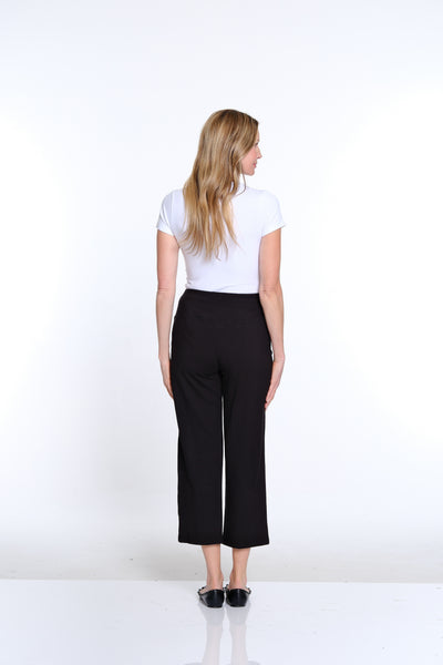 Wide Leg Knit Crop Pant - Black