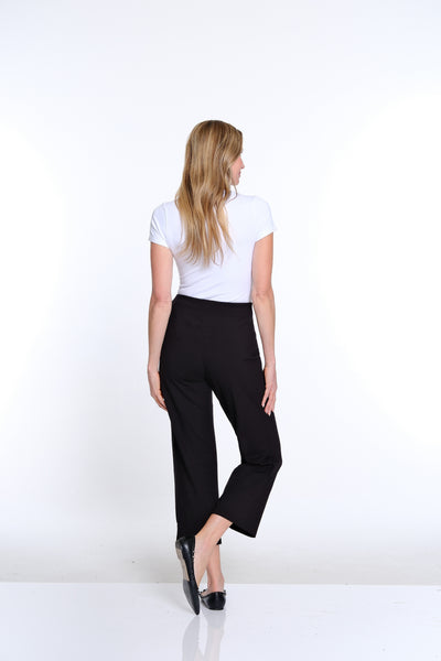 Wide Leg Knit Crop Pant - Black