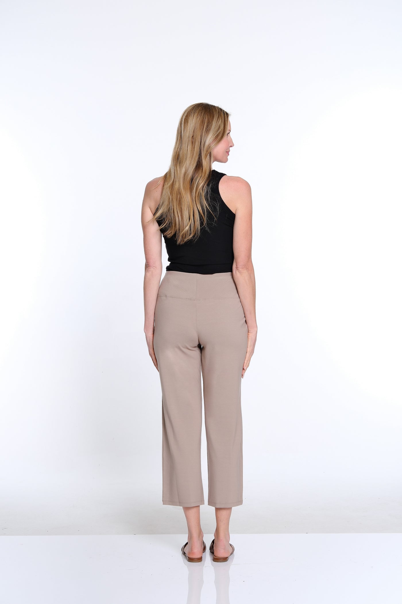 Wide Leg Knit Crop Pant - Stone