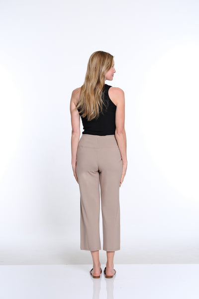 Wide Leg Knit Crop Pant - Stone