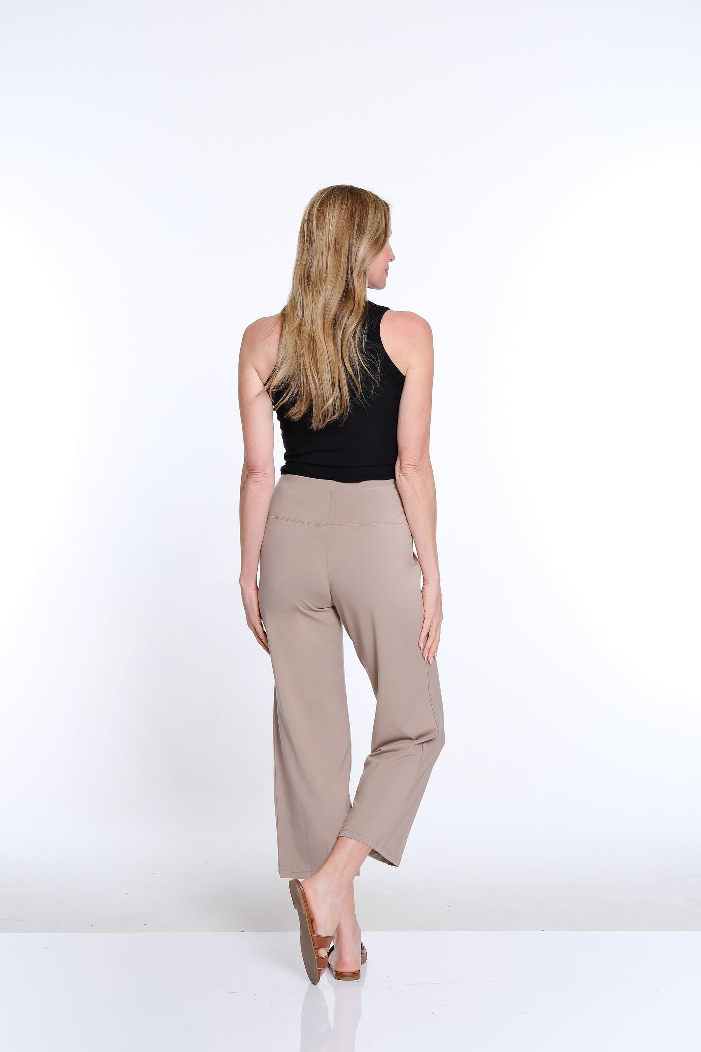 Wide Leg Knit Crop Pant - Stone