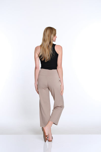 Wide Leg Knit Crop Pant - Stone