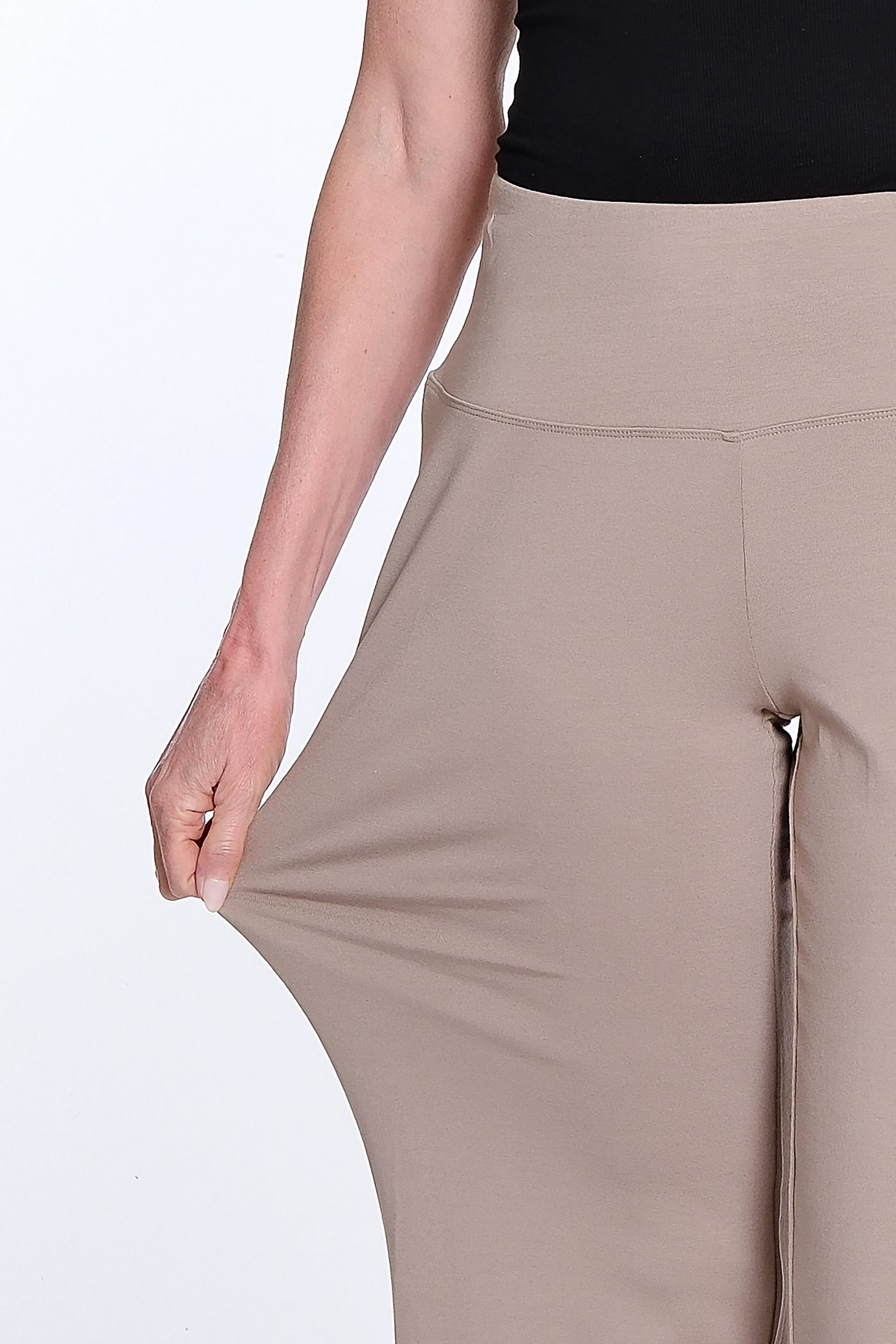 Wide Leg Knit Crop Pant - Stone