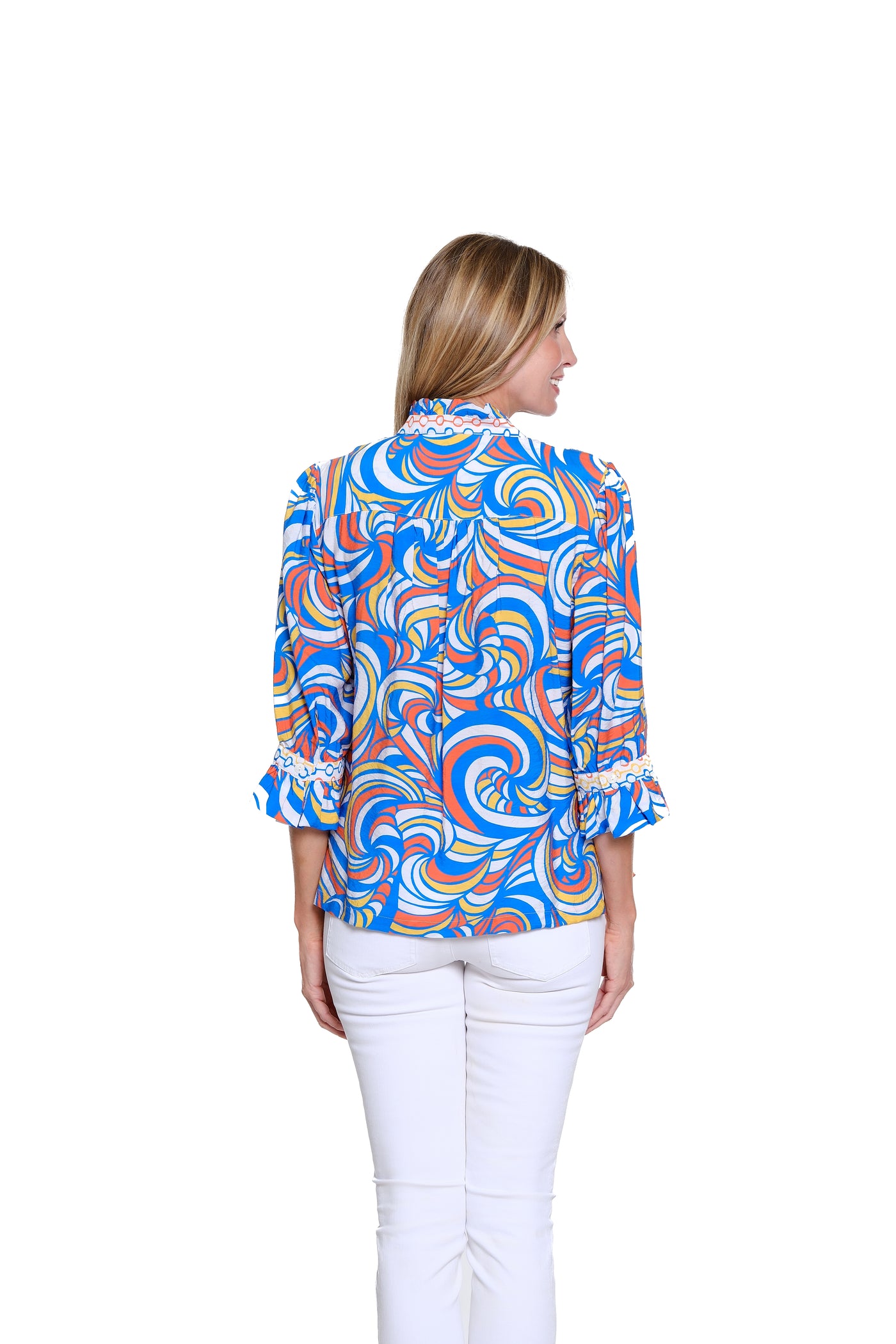 Ruffle Collar Top with Flounce Sleeves - Petite - Multi – SYI Brands ...