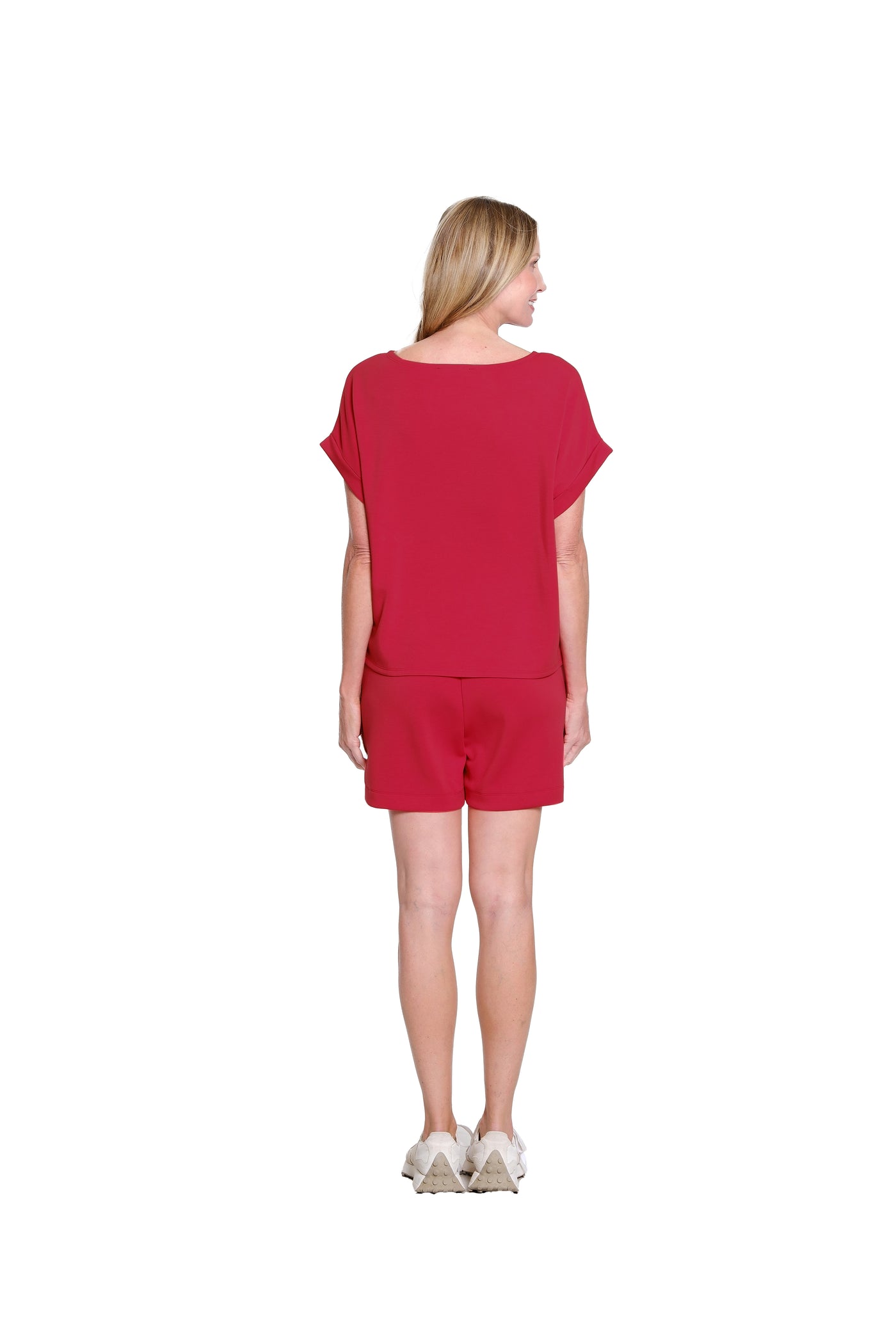 Dolman-Sleeve Knit Top with Rolled Cuffs - Fiery Red – SYI Brands