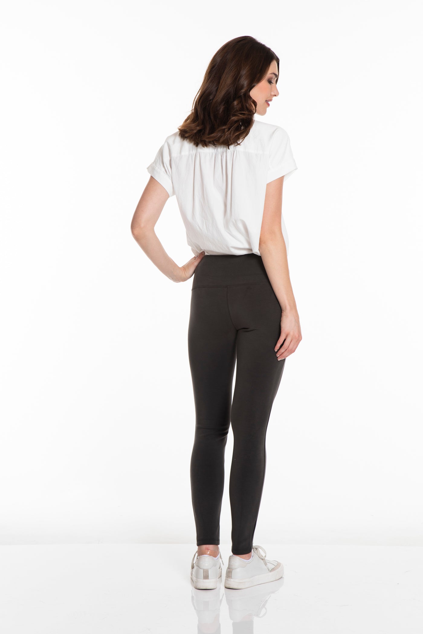 WIDE BAND PULL-ON ANKLE LEGGING - Deep Charcoal