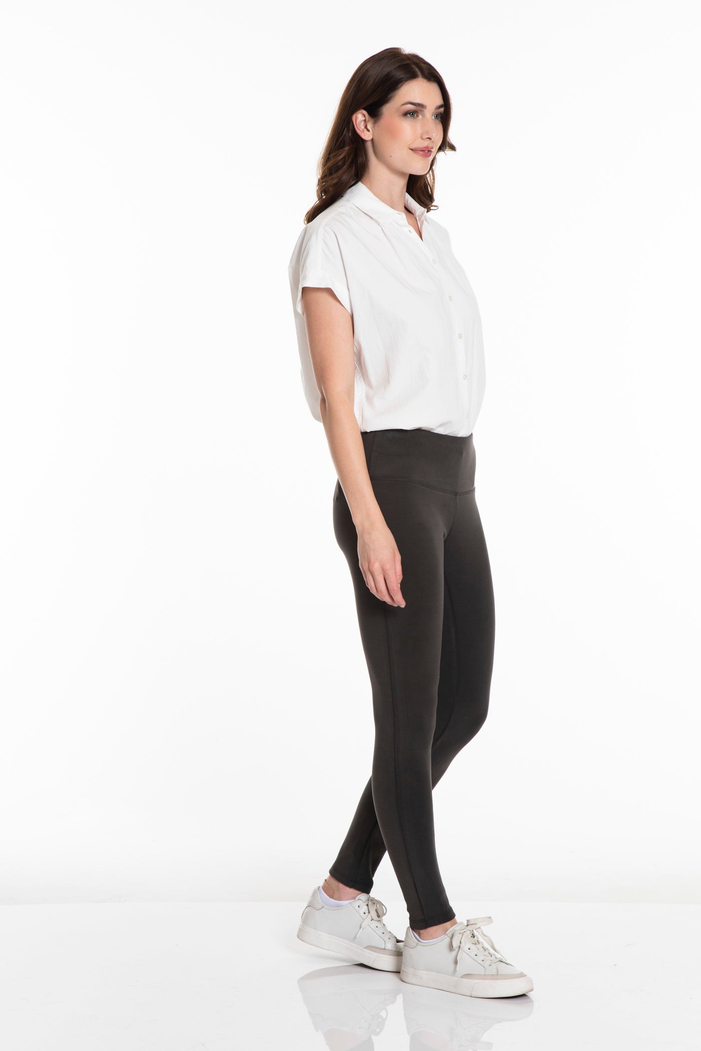 WIDE BAND PULL-ON ANKLE LEGGING - Deep Charcoal