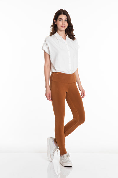 WIDE BAND PULL-ON ANKLE LEGGING - Rich Tobacco