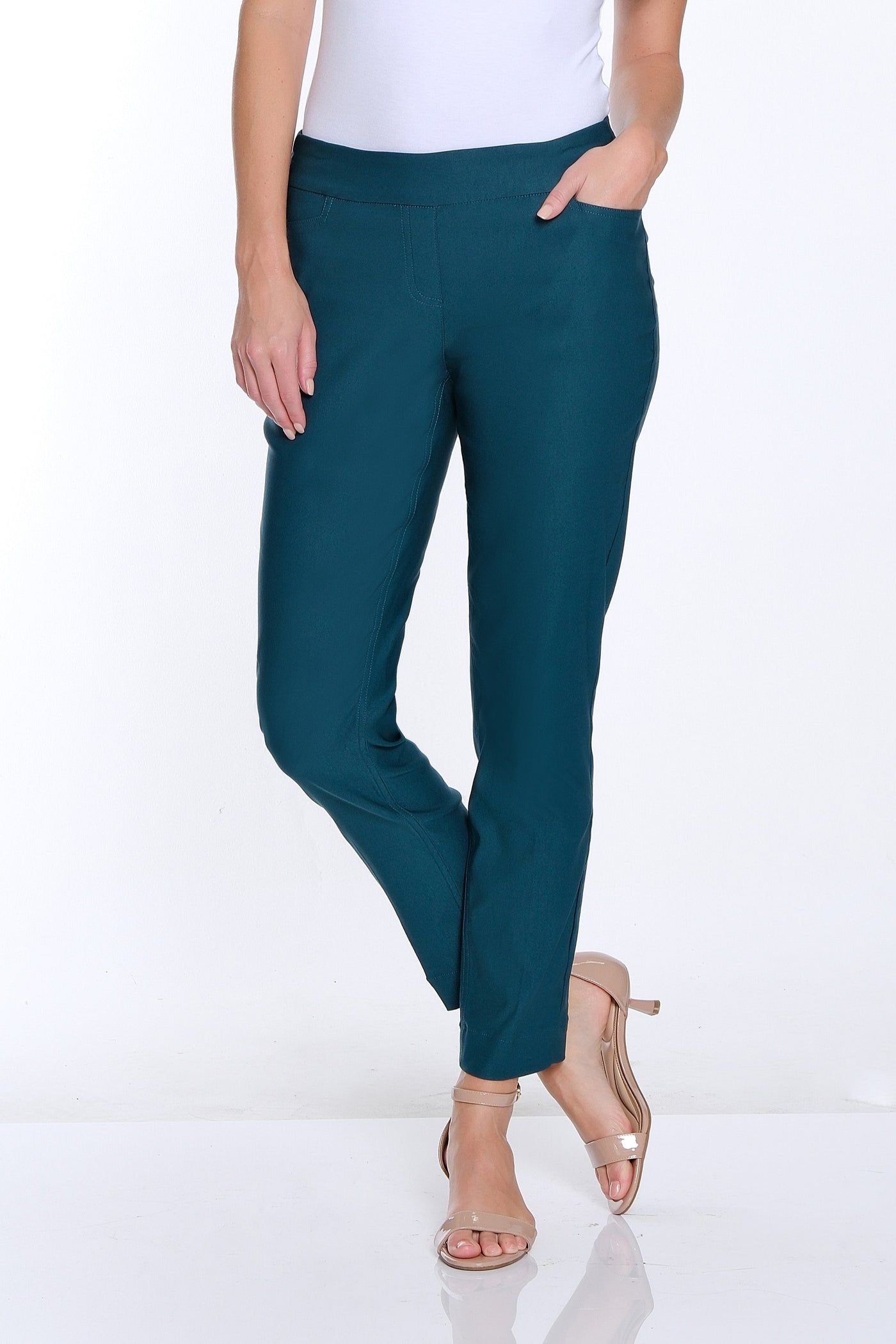 Solid Fine Line Twill Ankle Pant - Deep Green