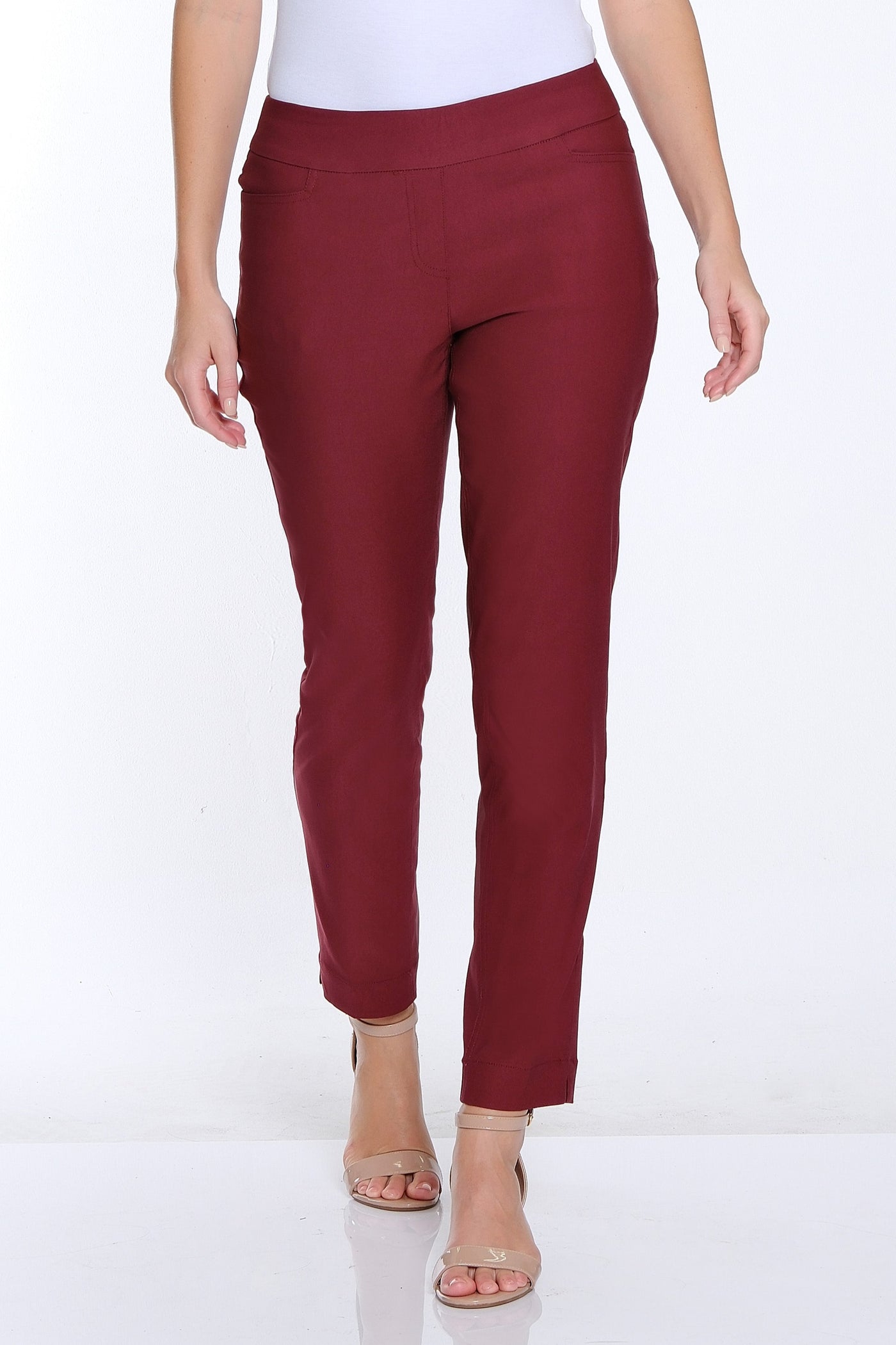 Solid Fine Line Twill Ankle Pant - Port