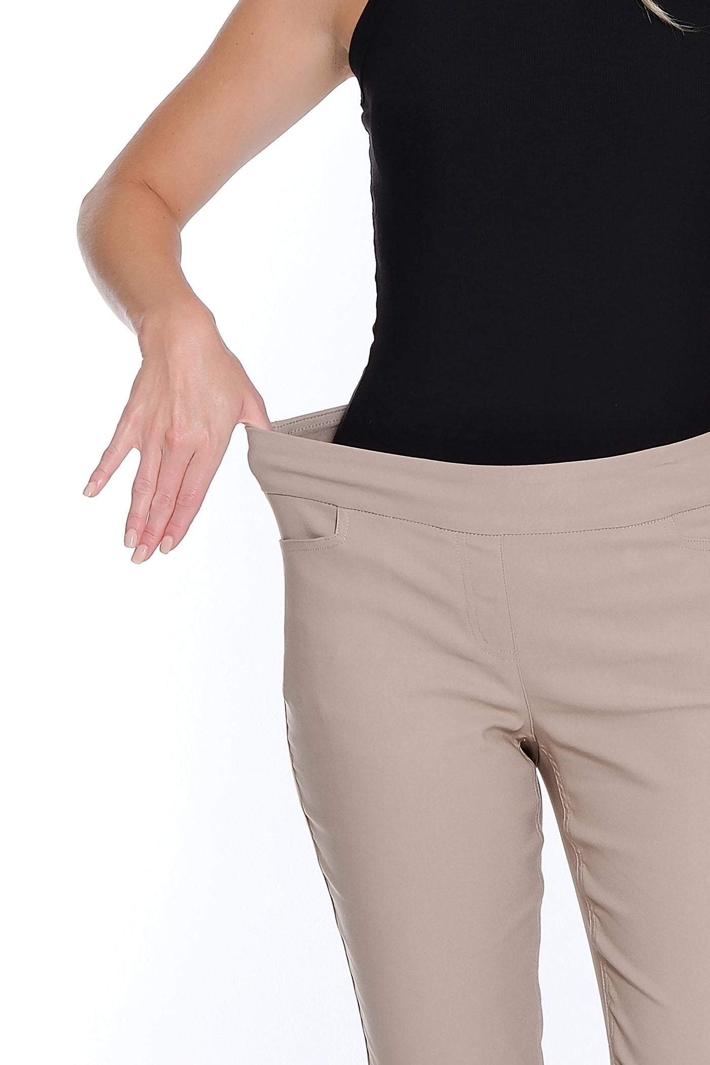Solid Fine Line Twill Ankle Pant - Stone