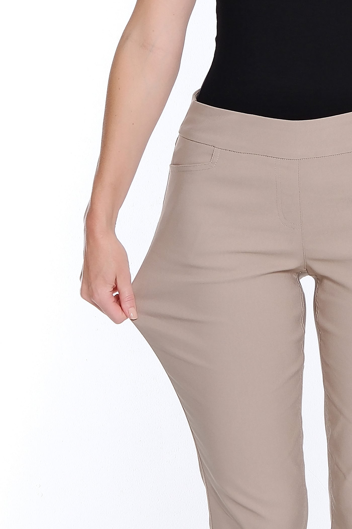 Solid Fine Line Twill Ankle Pant - Stone