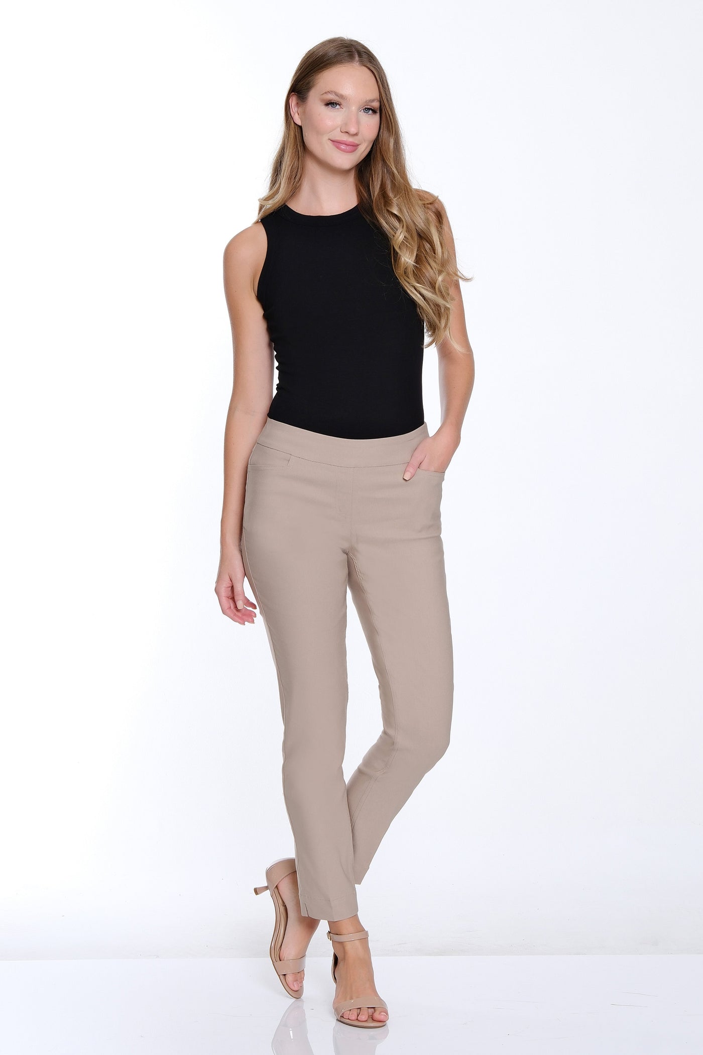 Solid Fine Line Twill Ankle Pant - Stone