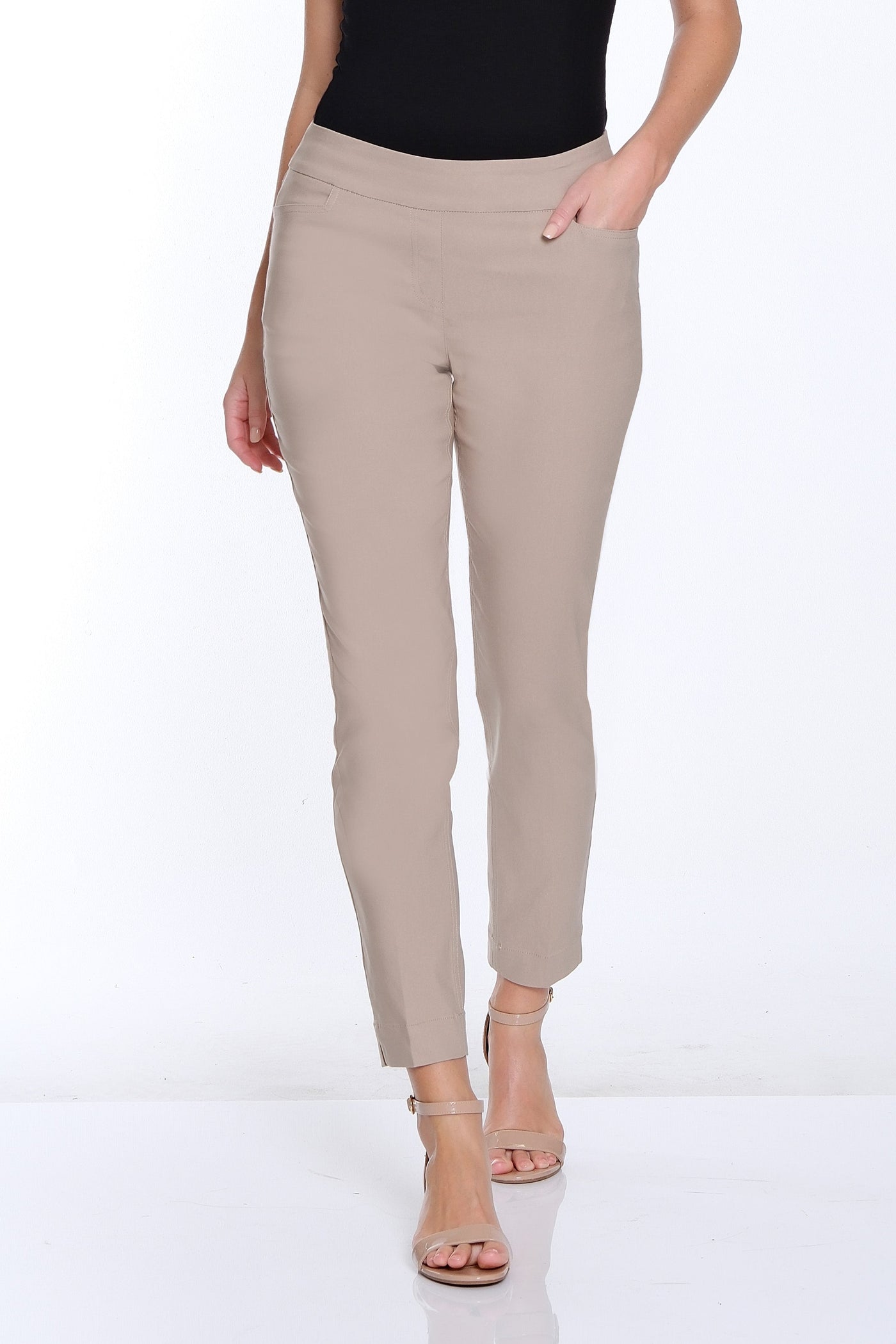 Solid Fine Line Twill Ankle Pant - Stone