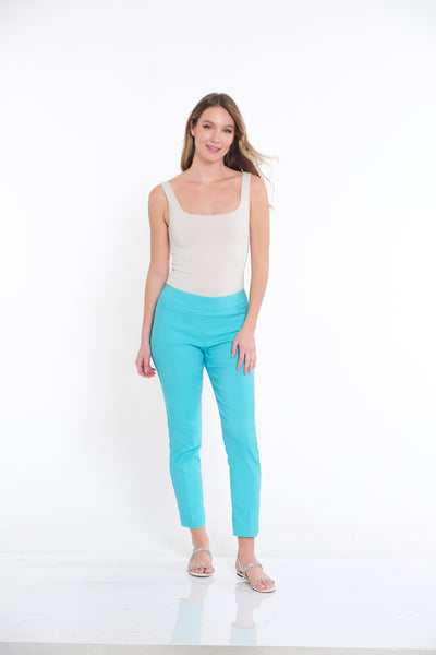 PULL-ON ANKLE PANT WITH REAL FRONT AND BACK POCKETS - Blue Aqua