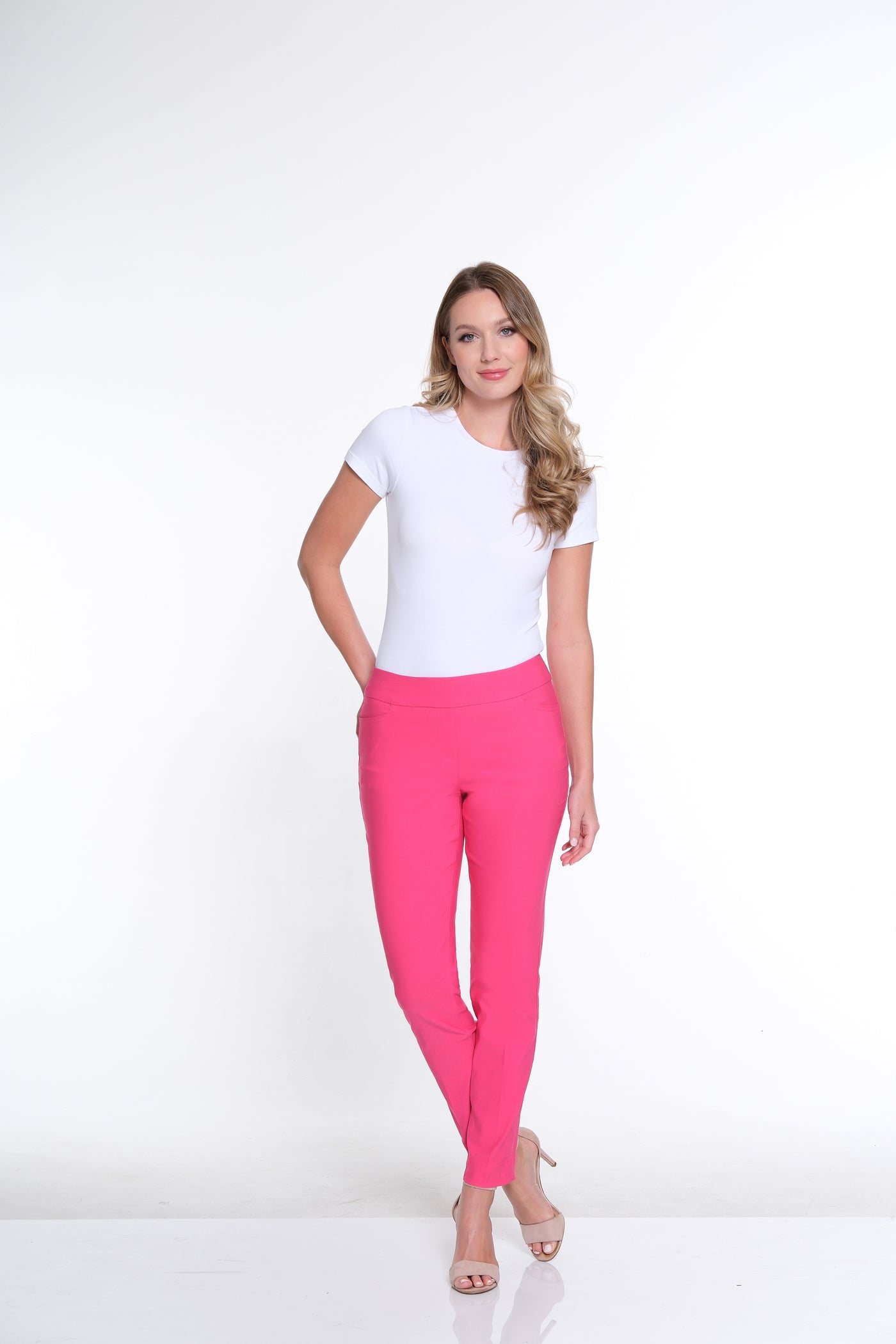 Solid Ankle Pant-Bright Pink