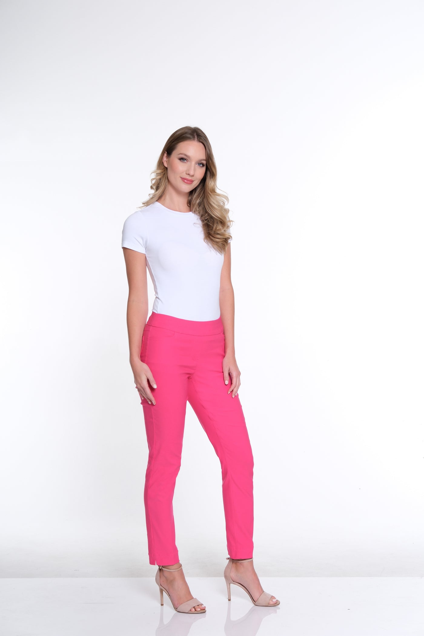 Solid Ankle Pant-Bright Pink