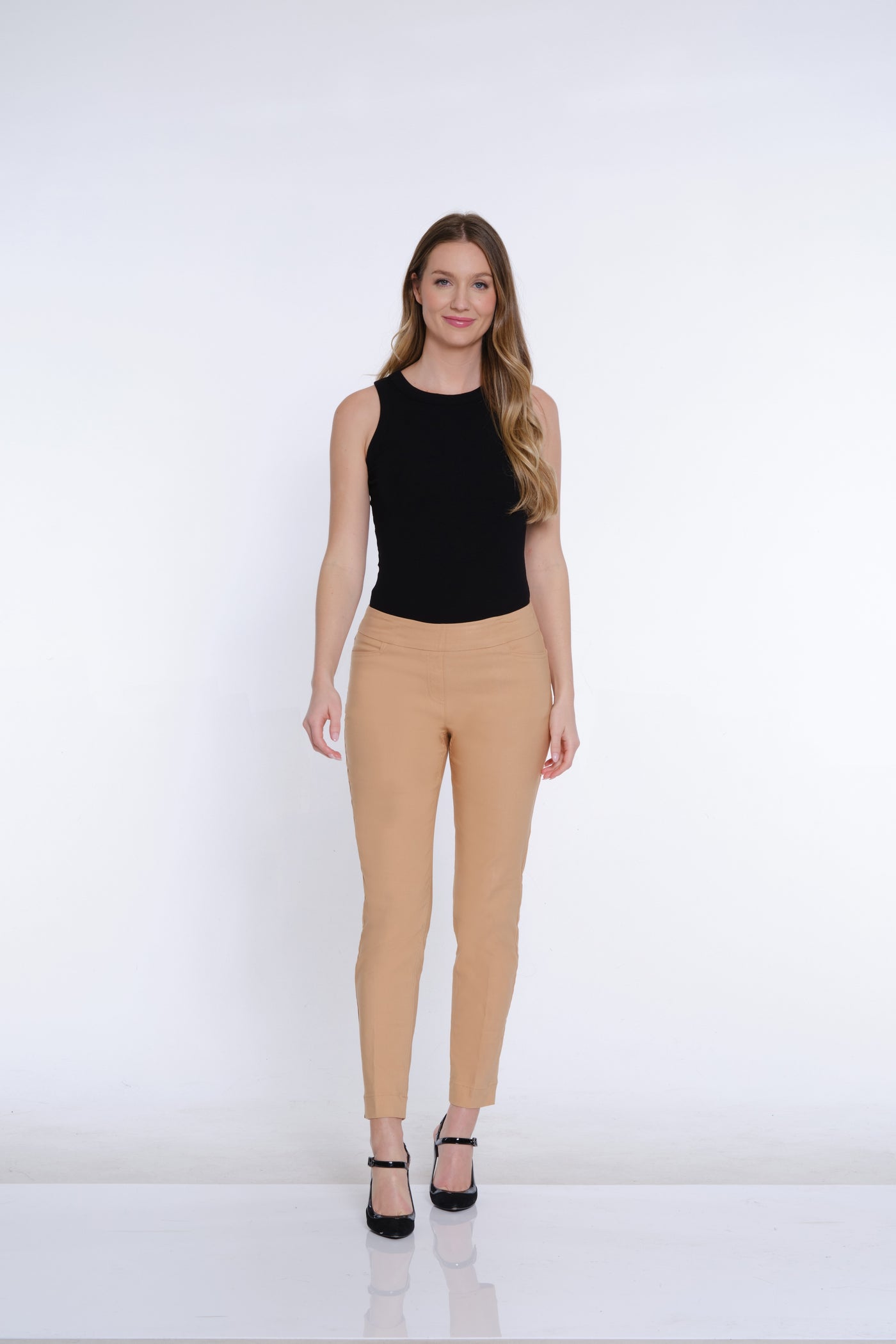 Solid Fine Line Twill Ankle Pant - Camel