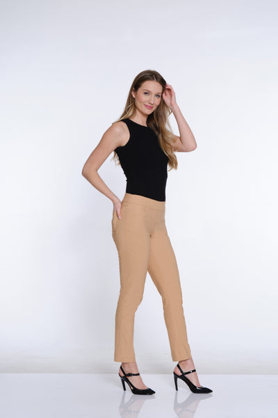 Solid Fine Line Twill Ankle Pant - Camel