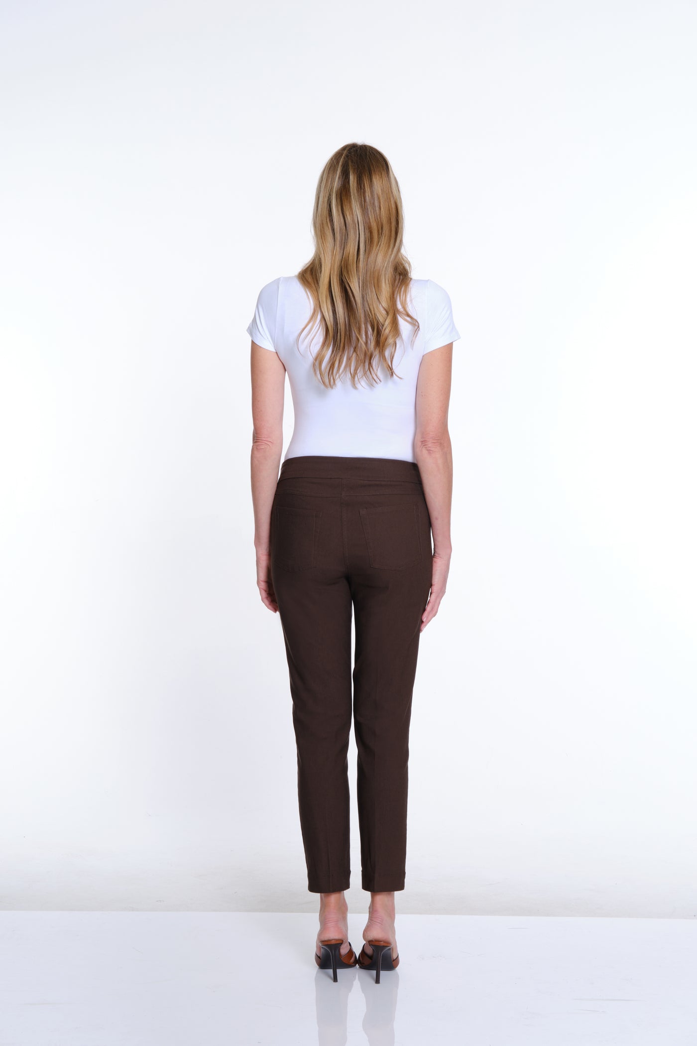 Pull-On Solid Fine Line Twill Ankle Pant - Women's - Chocolate