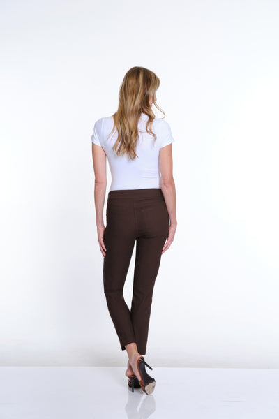 Pull-On Solid Fine Line Twill Ankle Pant - Women's - Chocolate