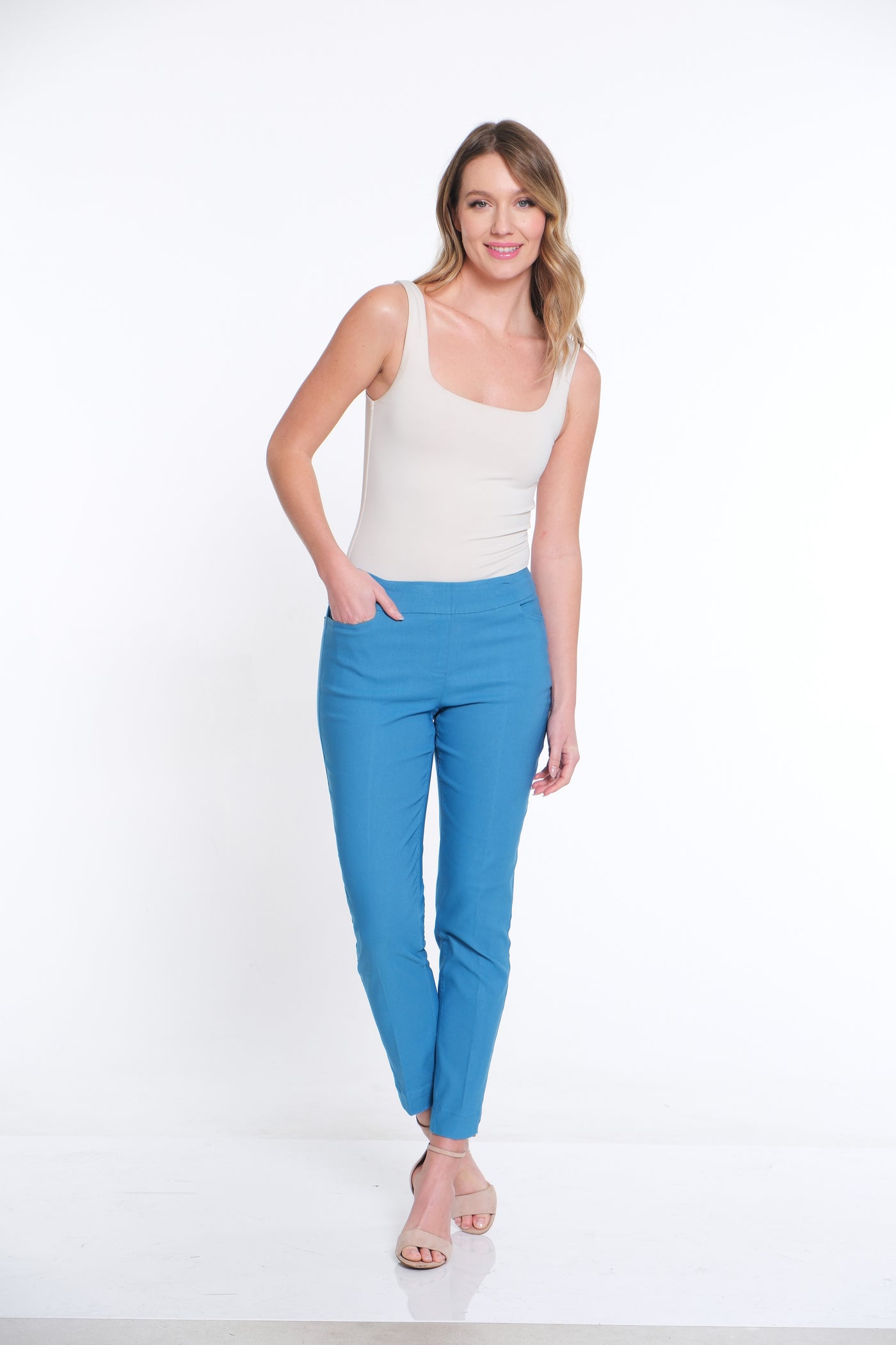 Solid Fine Line Twill Ankle Pant - Cornflower