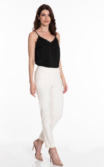 PULL-ON ANKLE PANT with REAL FRONT & BACK POCKETS - Ecru