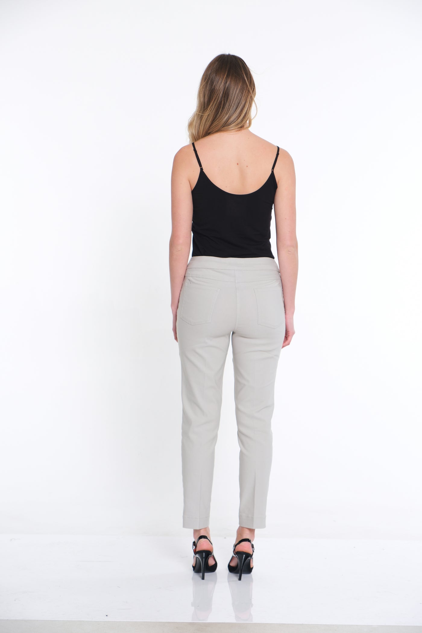 Solid Fine Line Twill Ankle Pant - Light Grey