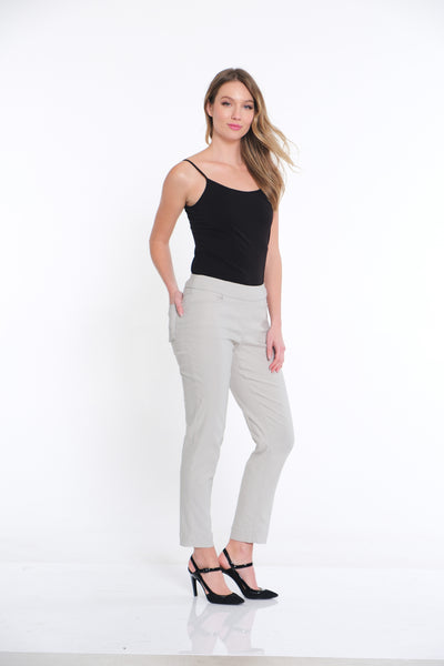 Solid Fine Line Twill Ankle Pant - Light Grey