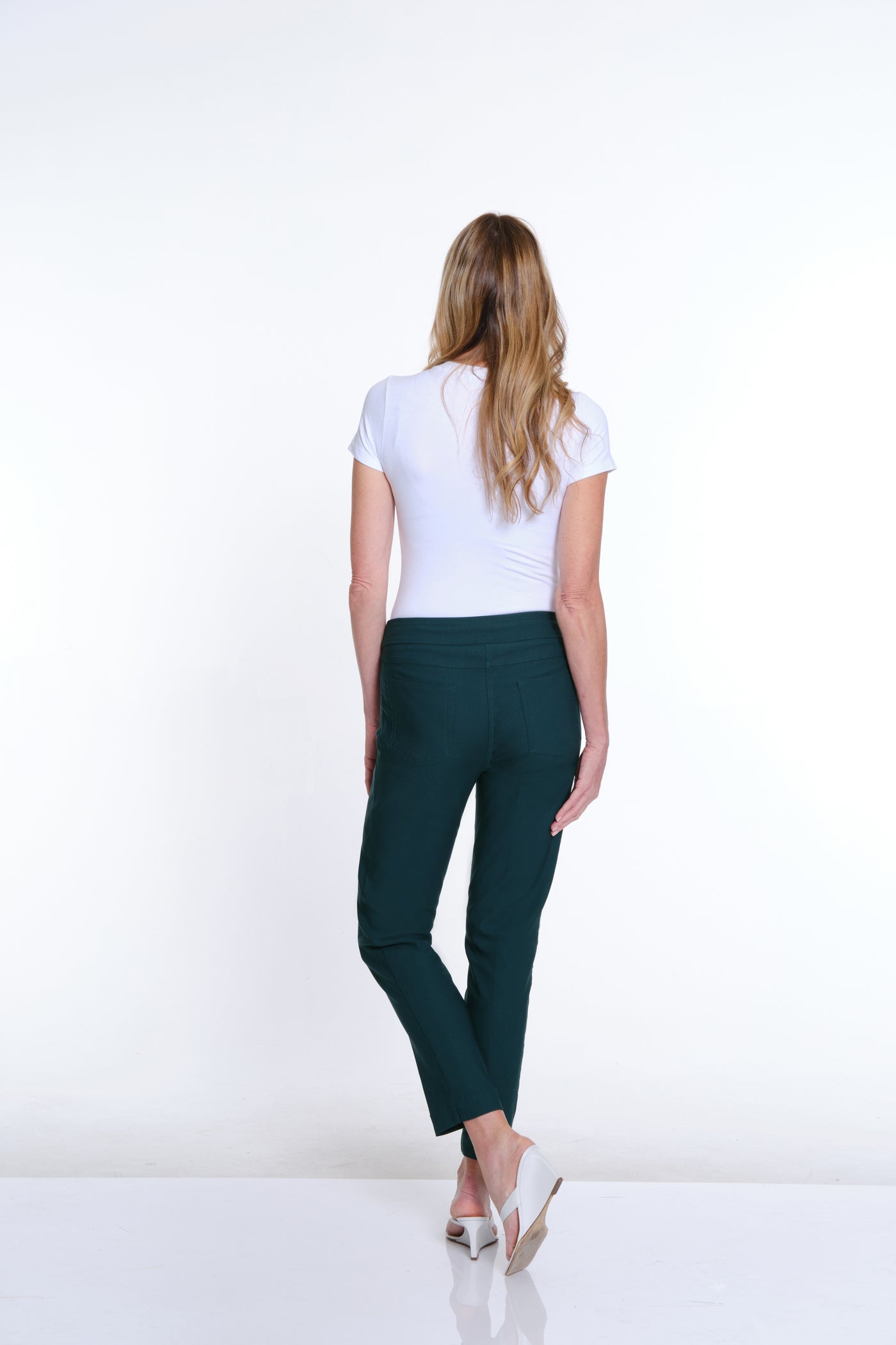 Pull-On Solid Fine Line Twill Ankle Pant - Women's - Rich Teal