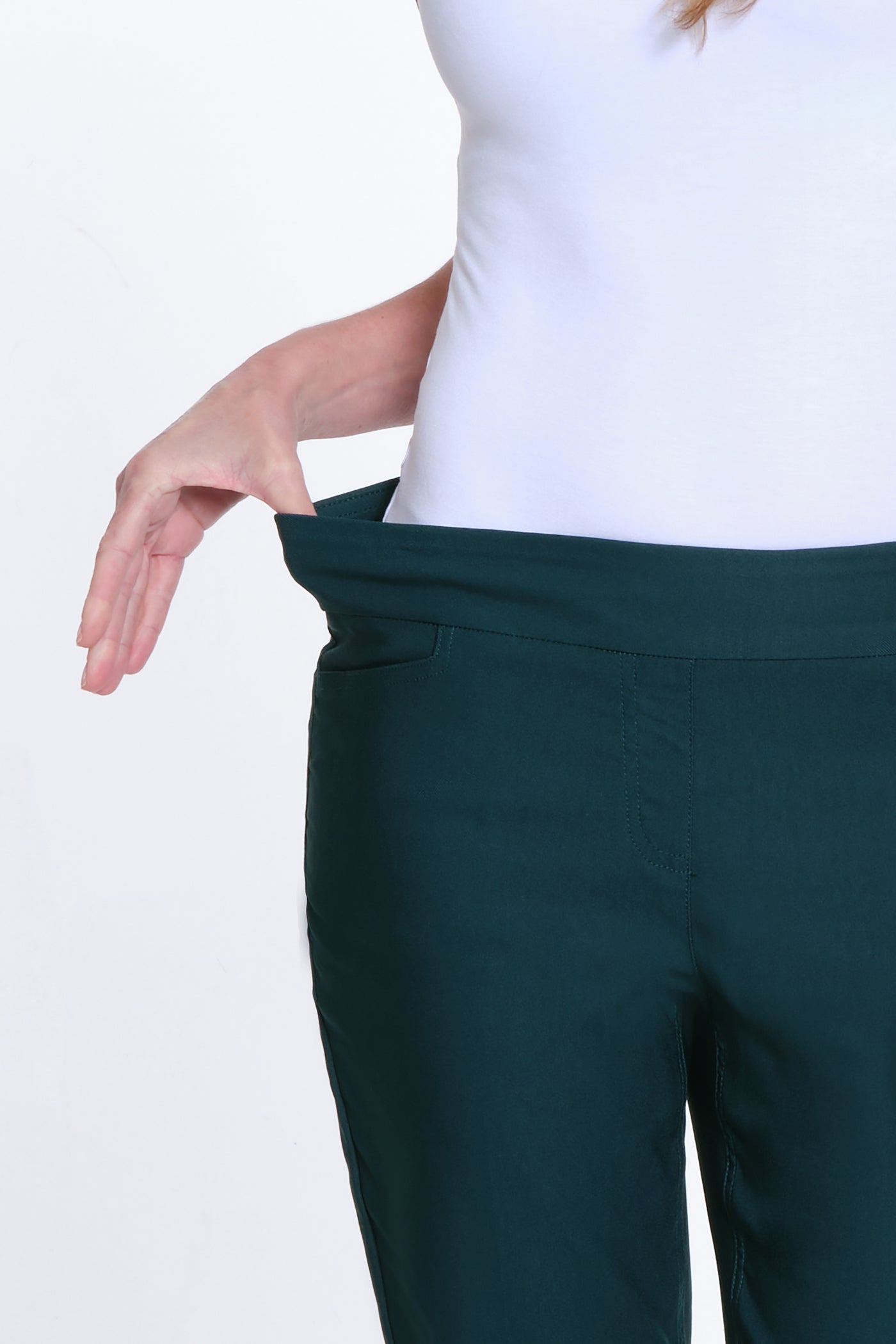 Pull-On Solid Fine Line Twill Ankle Pant - Women's - Rich Teal