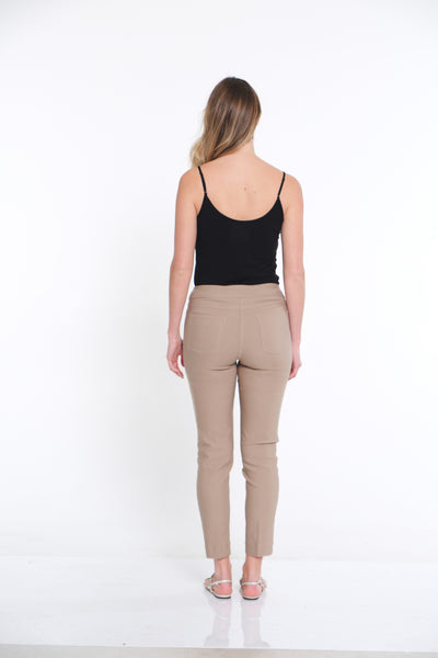 PULL-ON ANKLE PANT WITH REAL FRONT AND BACK POCKETS - Stone
