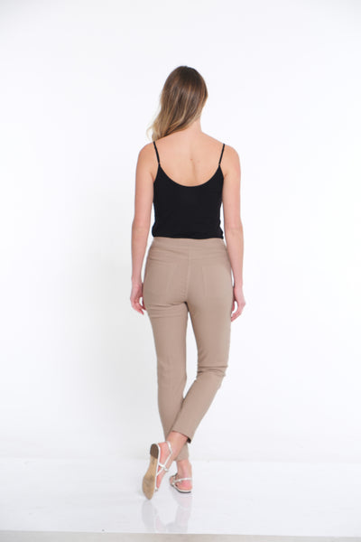 PULL-ON ANKLE PANT WITH REAL FRONT AND BACK POCKETS - Stone