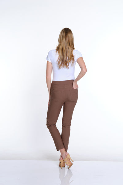 Pull-On Solid Fine Line Twill Ankle Pant - Women's - Truffle