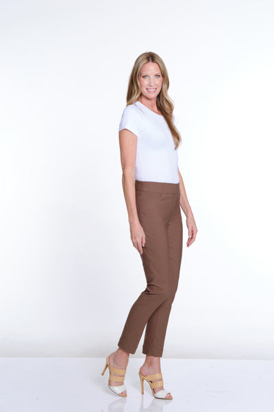 Pull-On Solid Fine Line Twill Ankle Pant - Women's - Truffle