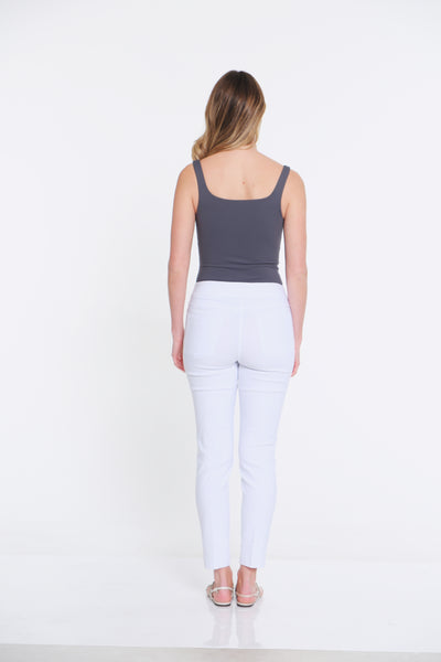 PULL-ON ANKLE PANT WITH REAL FRONT AND BACK POCKETS - White