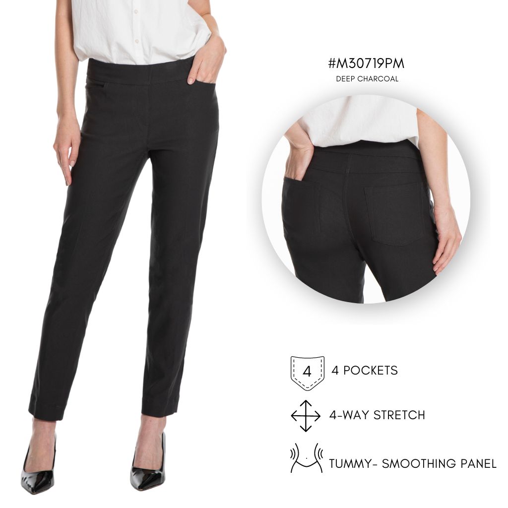 PULL-ON ANKLE PANT with REAL FRONT & BACK POCKETS - Deep Charcoal