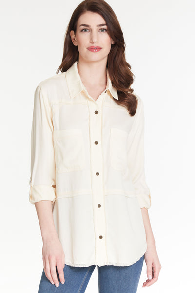 Fringed Twill Shirt - Women's - Antique White