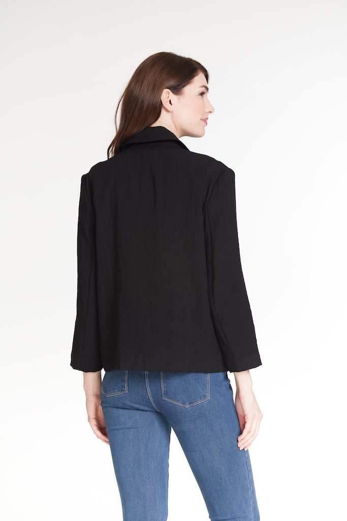 Zip Front Woven Jacket - Black