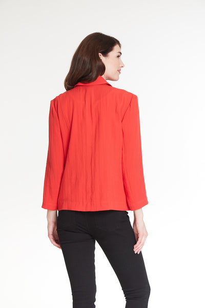 Zip Front Woven Jacket - Spicy Red