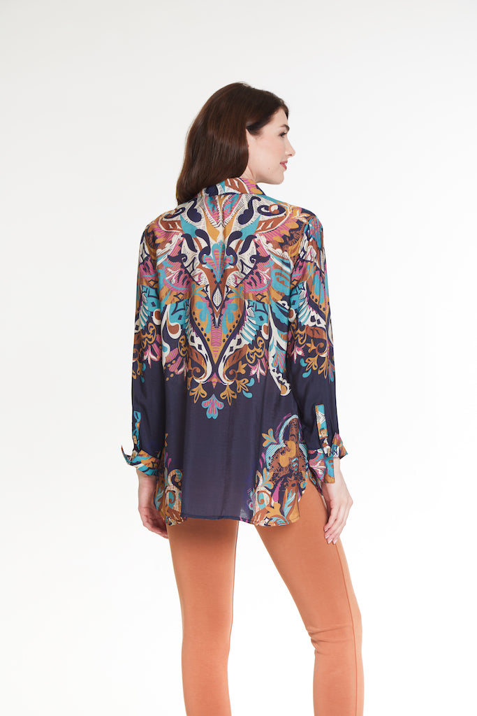 Long Sleeve Button Front Shirt - Multi
