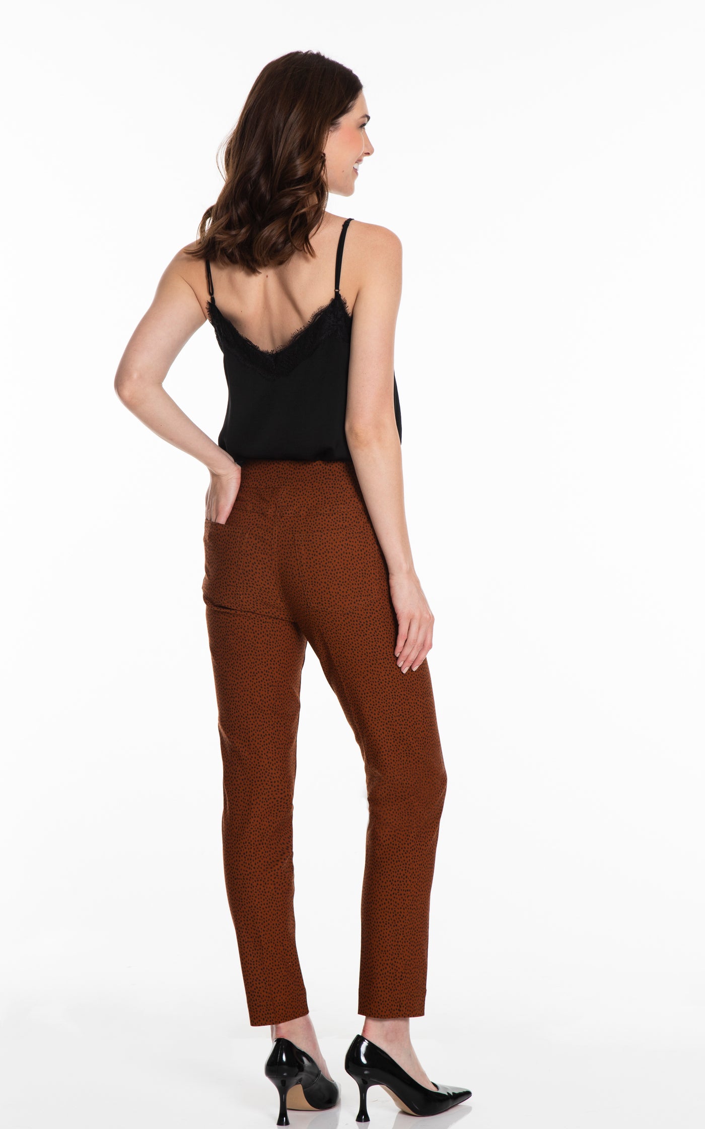 PRINT PULL-ON ANKLE PANT - Skin Dot Print