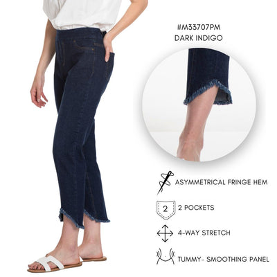 PLUS FRINGE HEM ANKLE JEAN - Dark Indigo