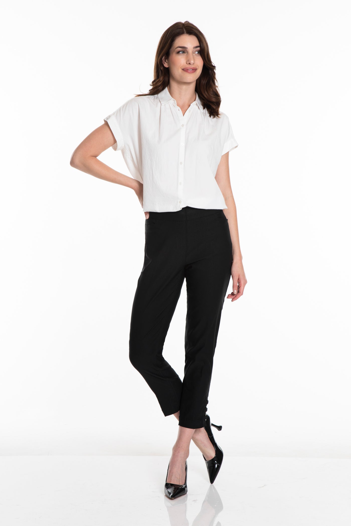 PULL-ON ANKLE PANT with RING HEM VENTS - Black